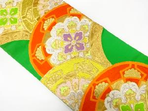 アンティーク　源氏車に華紋織り出し袋帯（着用可）